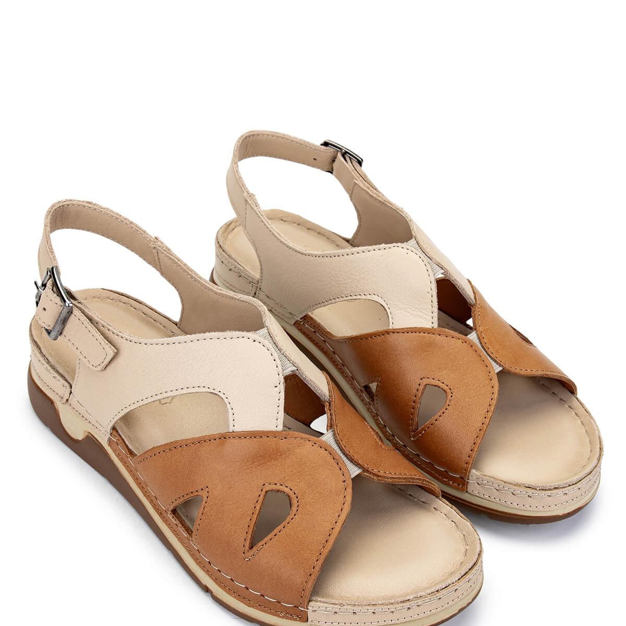 Tamer Tanca Kadın Hakiki Deri Bej Topuklu Sandalet