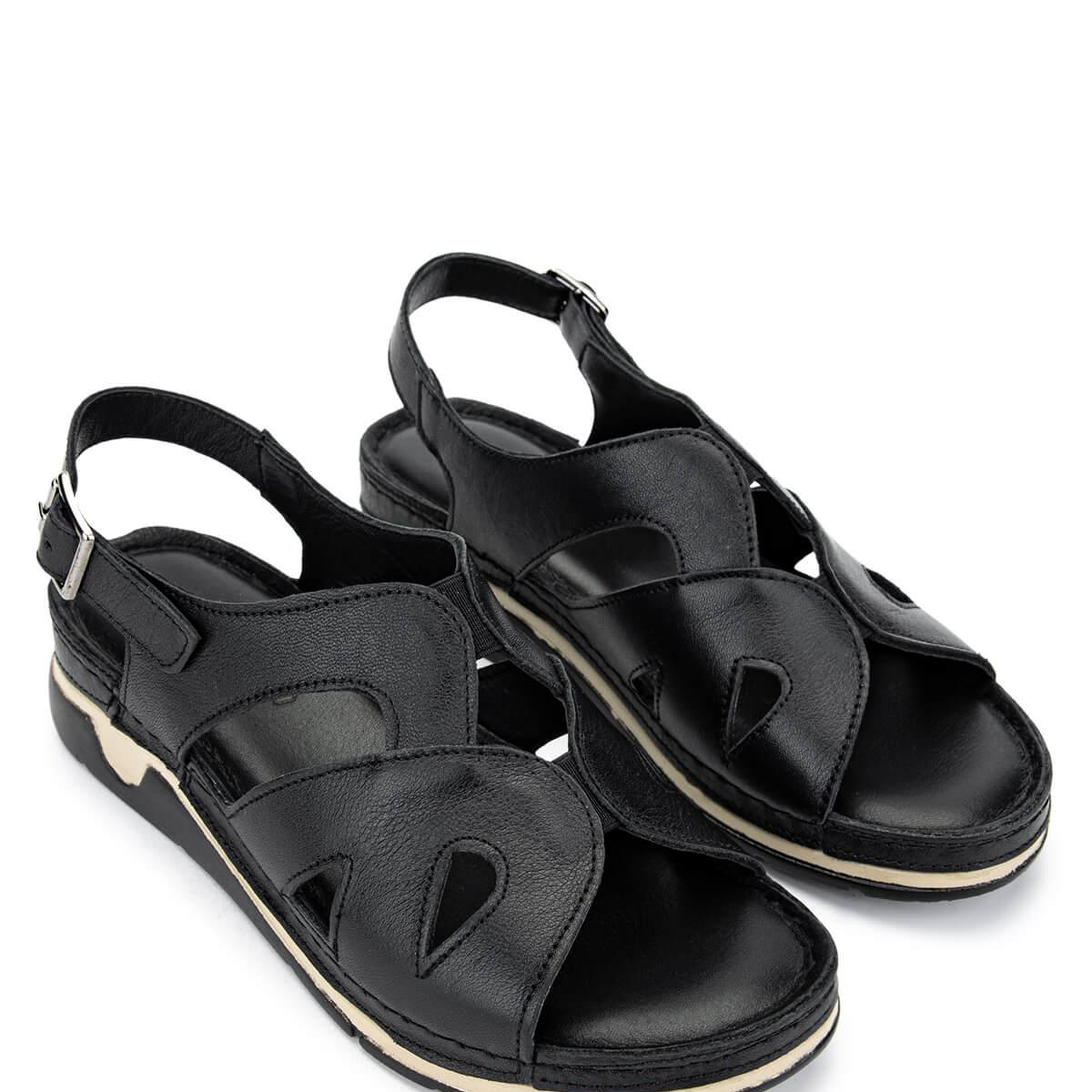 Tamer Tanca Kadın Hakiki Deri Siyah Deri Topuklu Sandalet