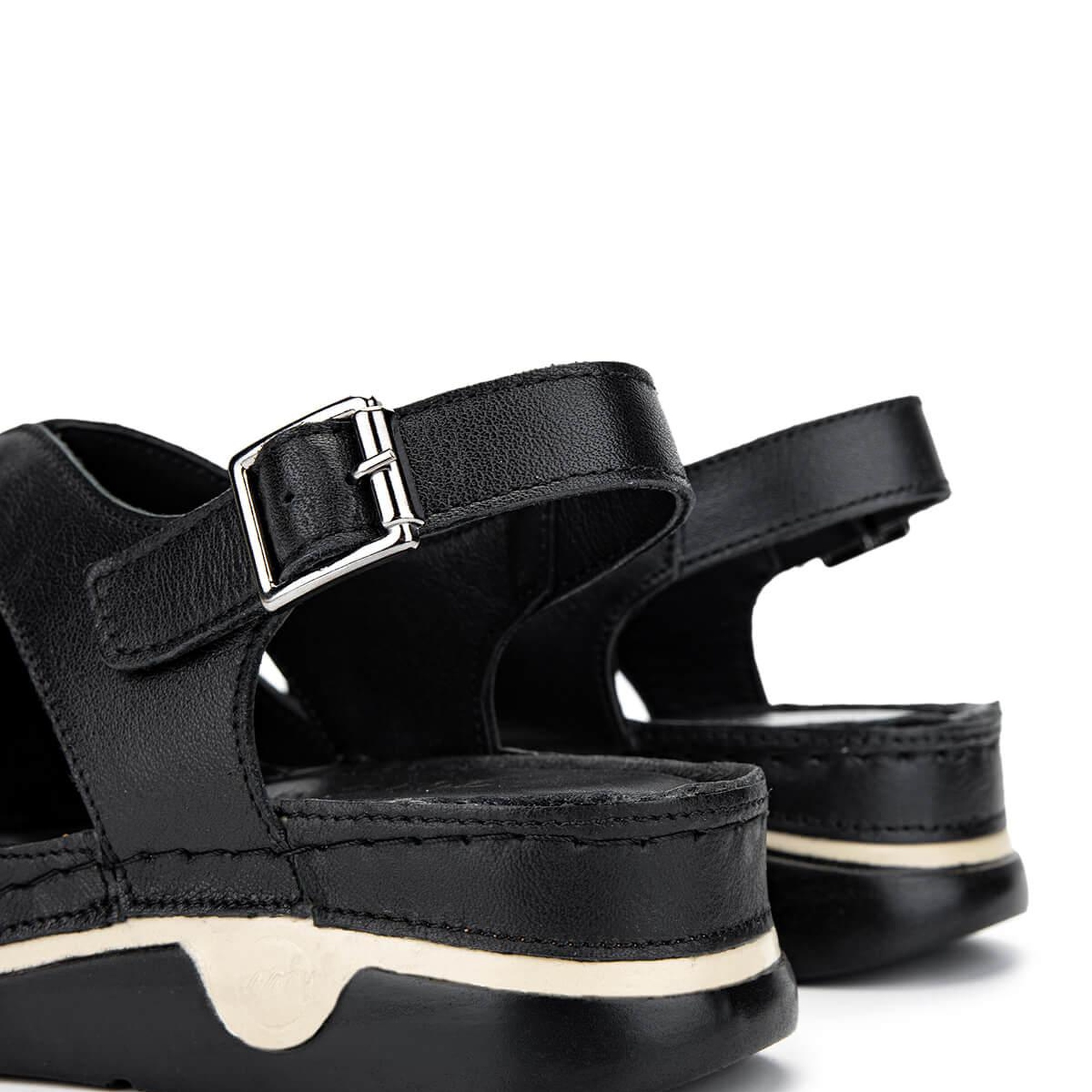 Tamer Tanca Kadın Hakiki Deri Siyah Deri Topuklu Sandalet