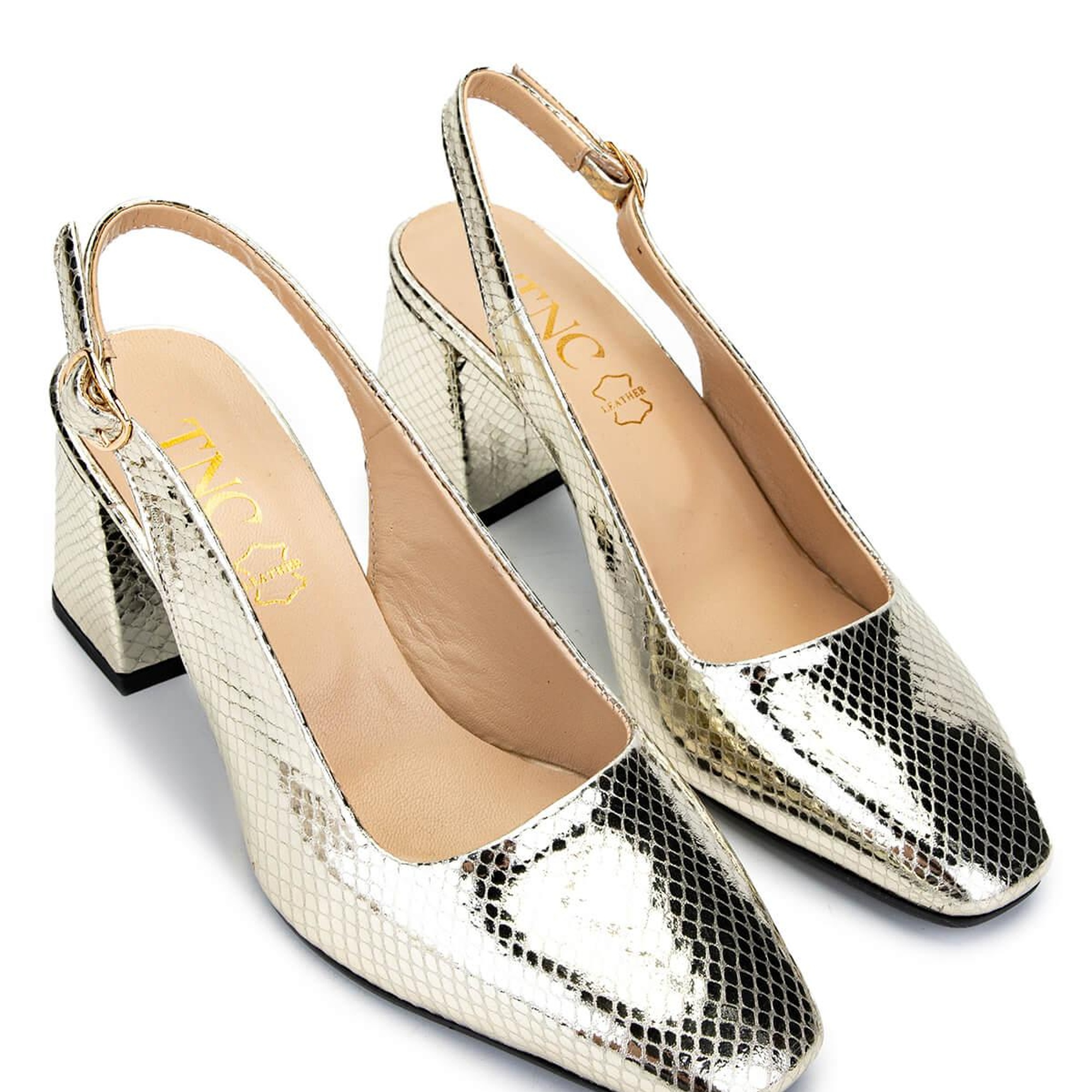 Tamer Tanca Kadın Hakiki Deri Altın Topuklu Ayakkabı
