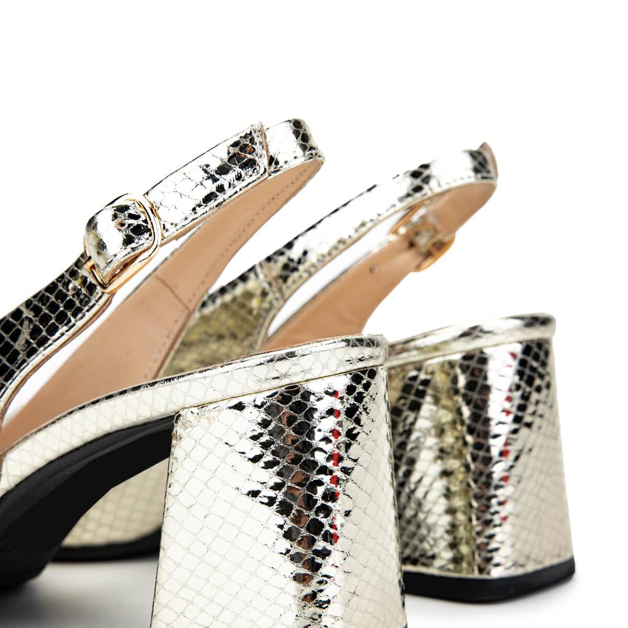 Tamer Tanca Kadın Hakiki Deri Altın Topuklu Ayakkabı