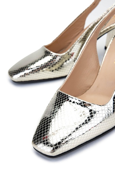  Tamer Tanca Kadın Hakiki Deri Altın Topuklu Ayakkabı