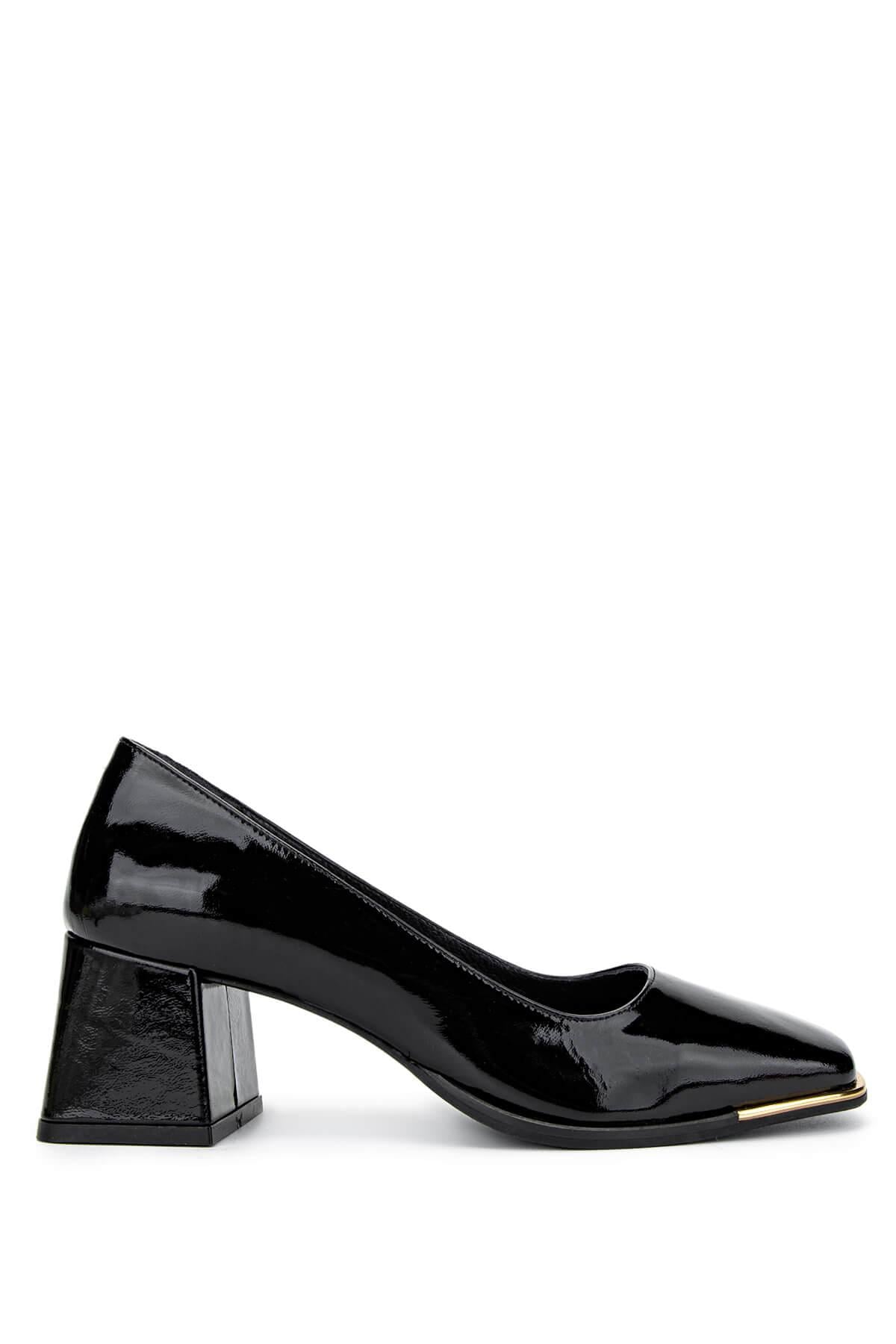  Tamer Tanca Kadın Hakiki Deri Siyah Rugan Topuklu Ayakkabı