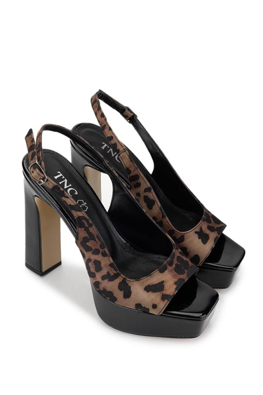 Tamer Tanca Kadın Vegan Leopar Topuklu Ayakkabı