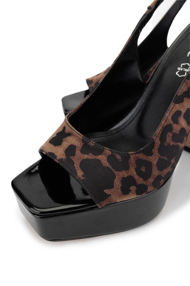  Tamer Tanca Kadın Vegan Leopar Topuklu Ayakkabı