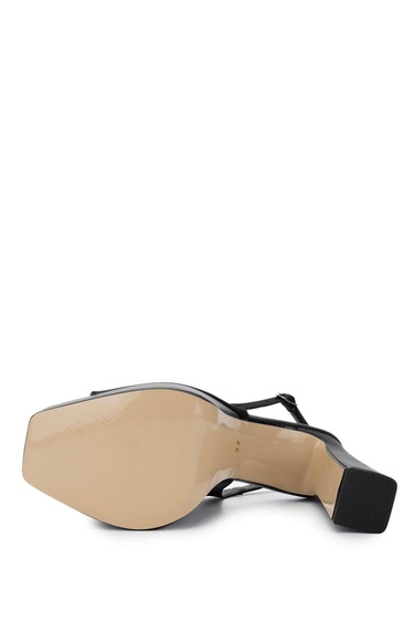  Tamer Tanca Kadın Vegan Siyah Saten Topuklu Ayakkabı