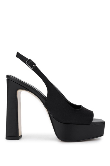  Tamer Tanca Kadın Vegan Siyah Saten Topuklu Ayakkabı