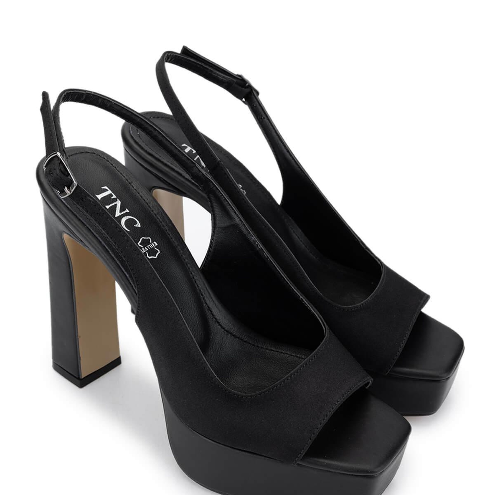 Tamer Tanca Kadın Vegan Siyah Saten Topuklu Ayakkabı