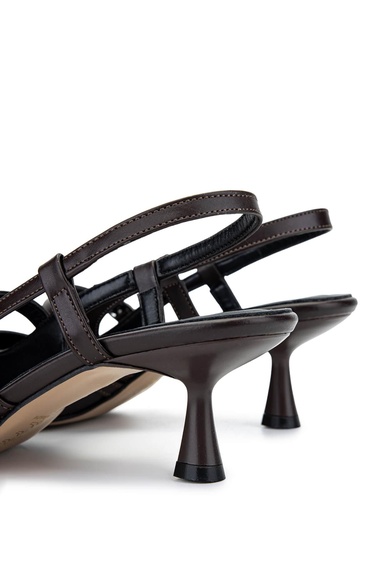  Tamer Tanca Kadın Hakiki Deri Kahverengi Topuklu Ayakkabı