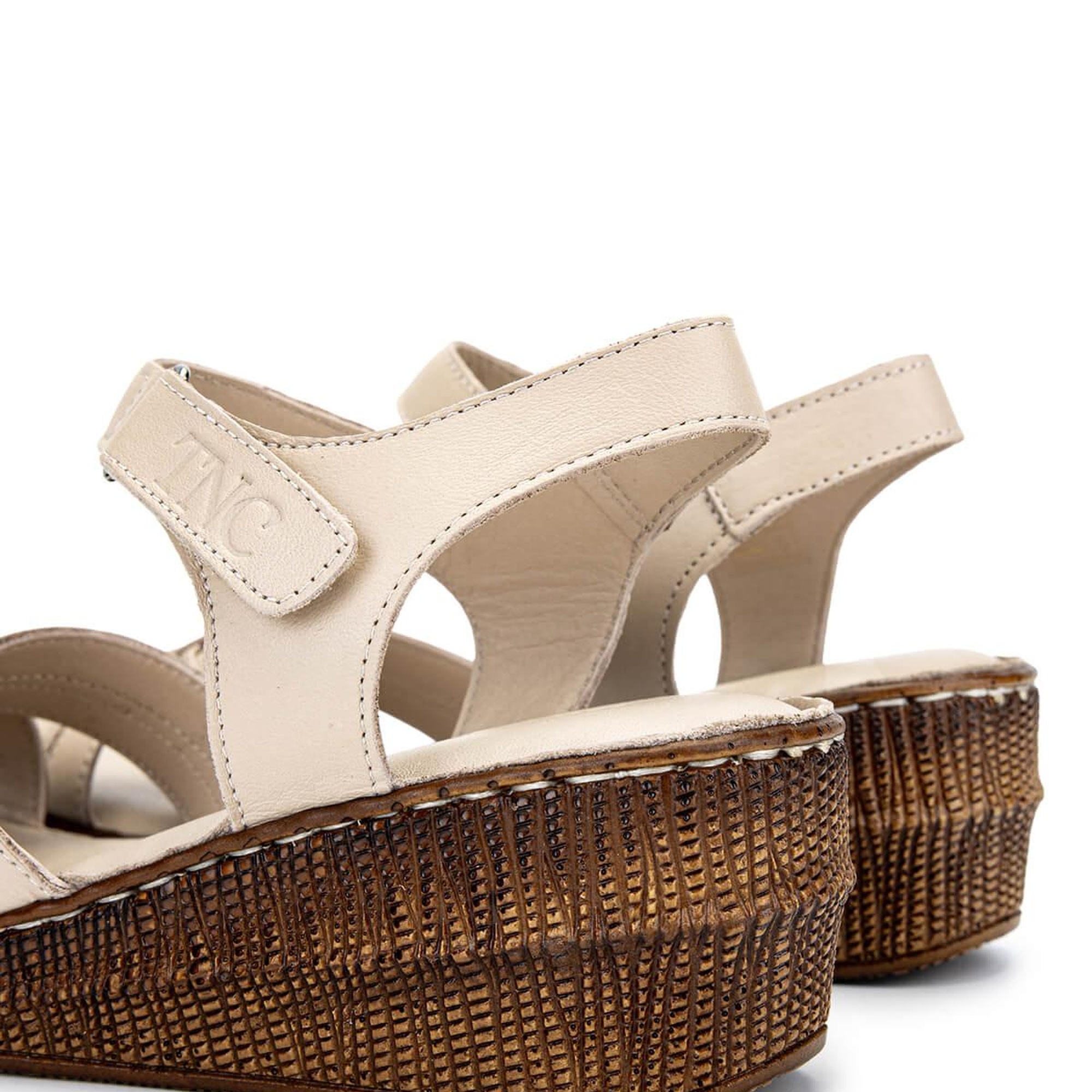 Tamer Tanca Kadın Hakiki Deri Bej Topuklu Sandalet