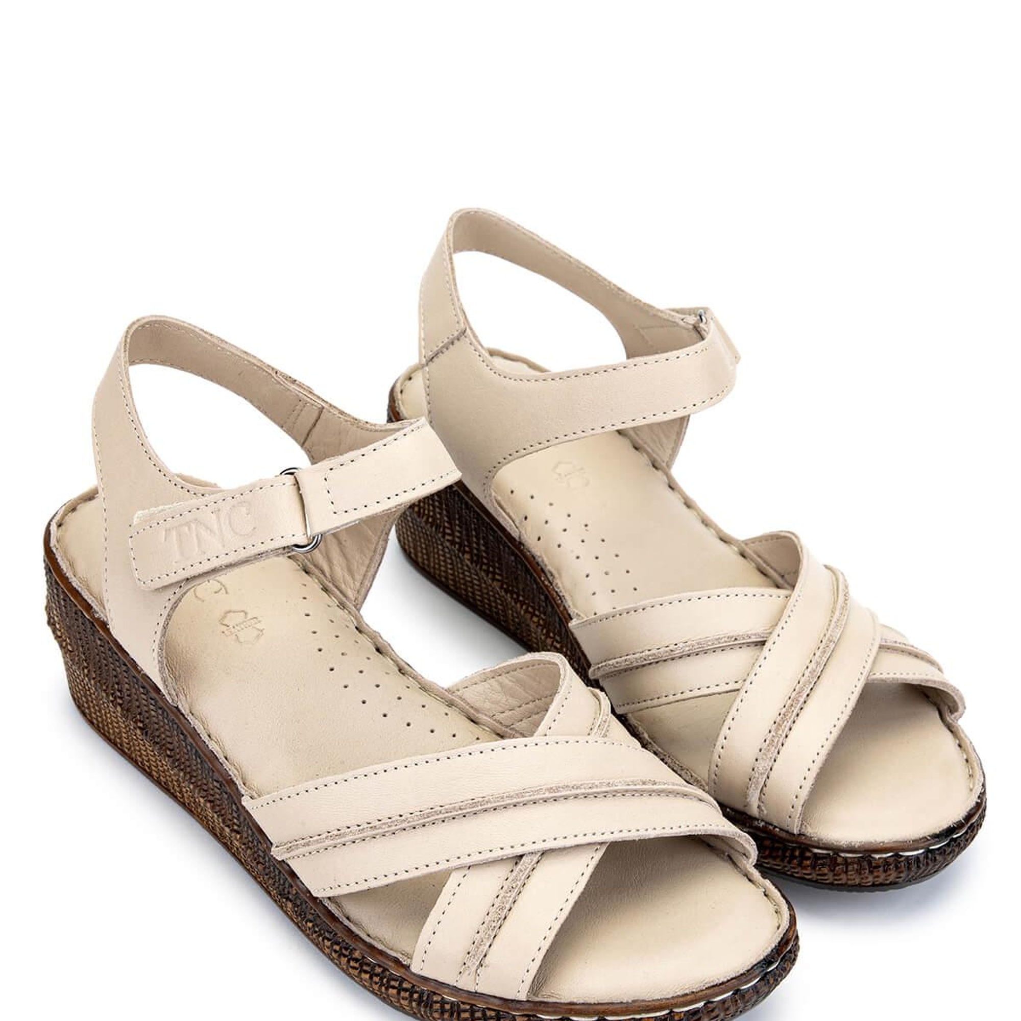 Tamer Tanca Kadın Hakiki Deri Bej Topuklu Sandalet