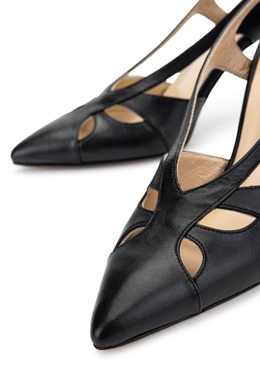  Tamer Tanca Kadın Hakiki Deri Siyah Deri Topuklu Ayakkabı