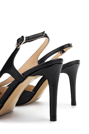  Tamer Tanca Kadın Hakiki Deri Siyah Deri Topuklu Ayakkabı