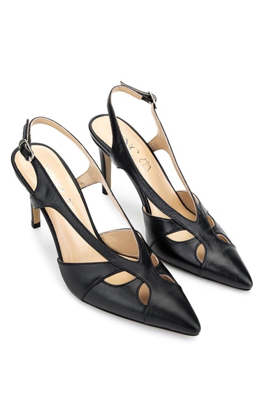  Tamer Tanca Kadın Hakiki Deri Siyah Deri Topuklu Ayakkabı