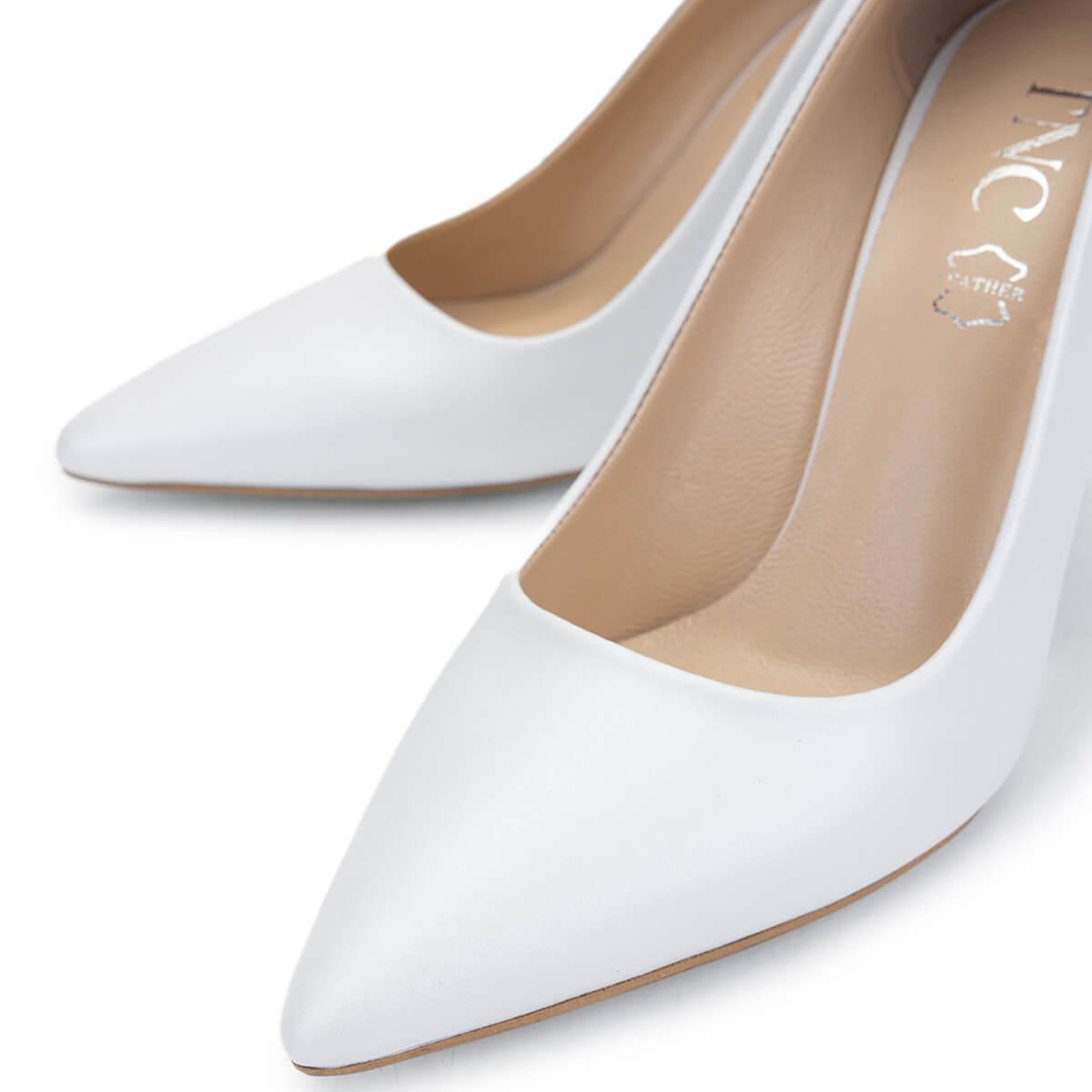 Tamer Tanca Kadın Hakiki Deri Beyaz Sedef Topuklu Ayakkabı