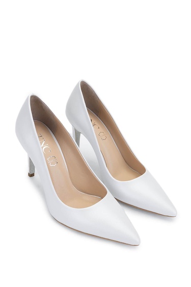  Tamer Tanca Kadın Hakiki Deri Beyaz Sedef Topuklu Ayakkabı