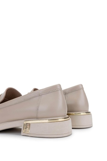  Tamer Tanca Kadın Hakiki Deri Bej Loafer Ayakkabı