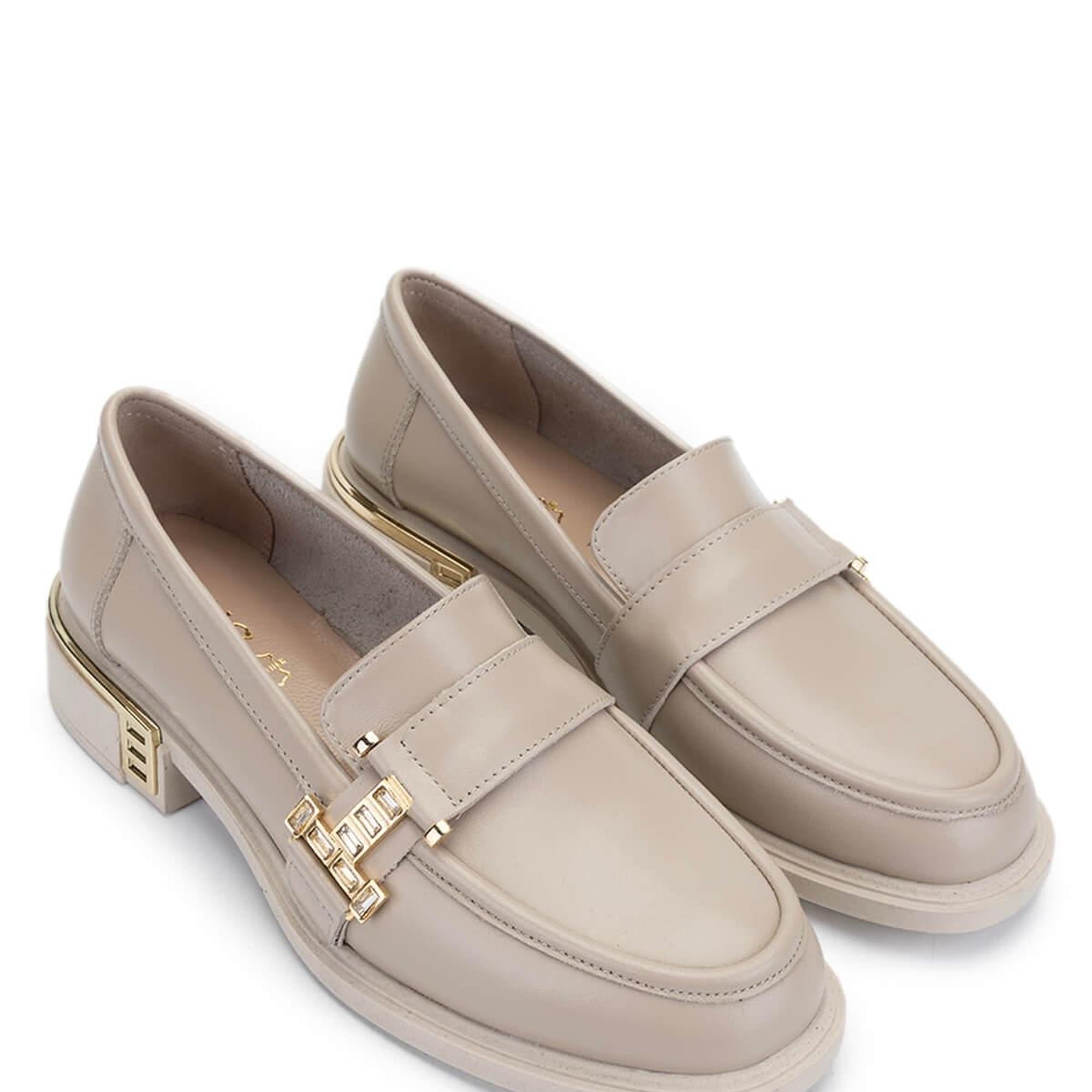 Tamer Tanca Kadın Hakiki Deri Bej Loafer Ayakkabı