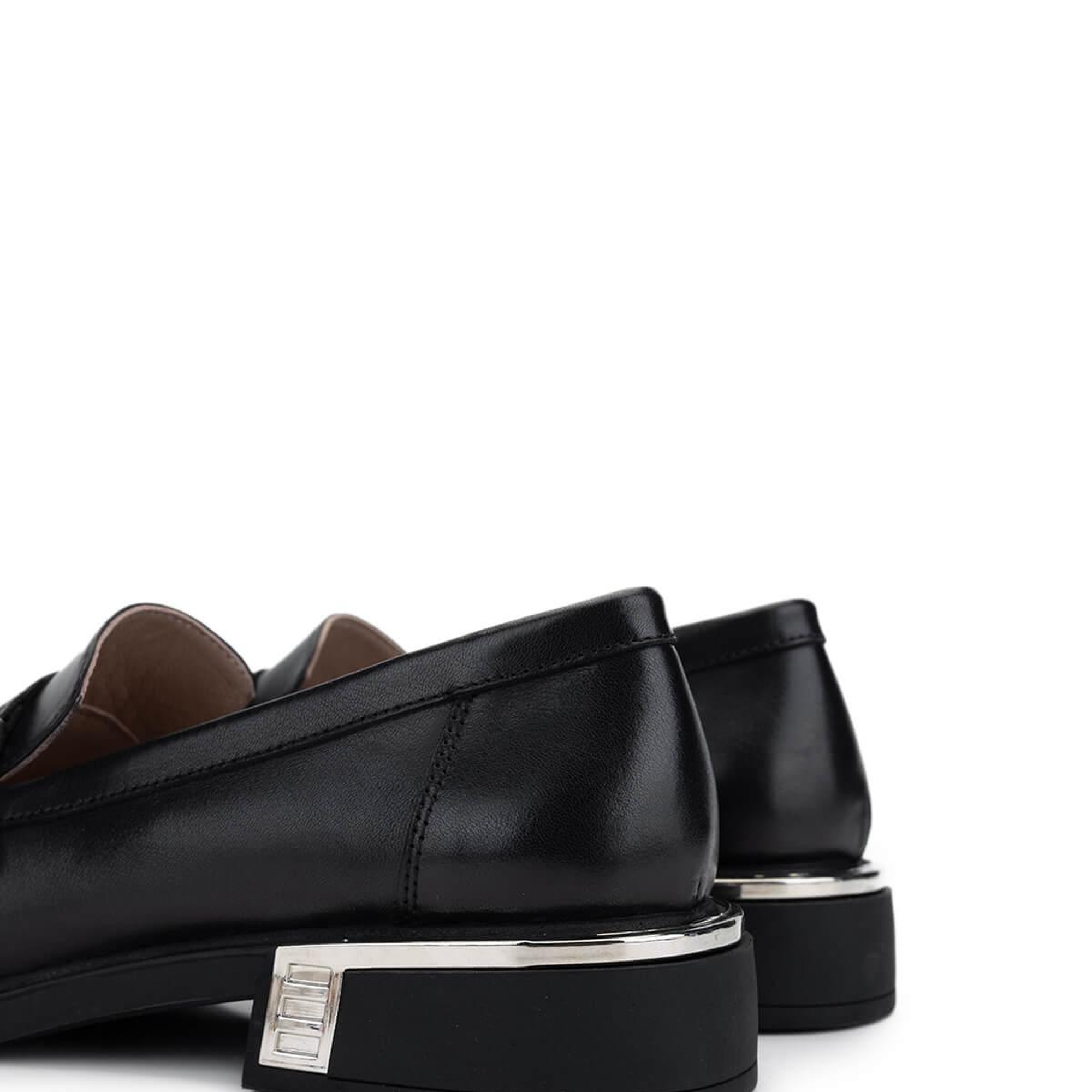 Tamer Tanca Kadın Hakiki Deri Siyah Deri Loafer Ayakkabı