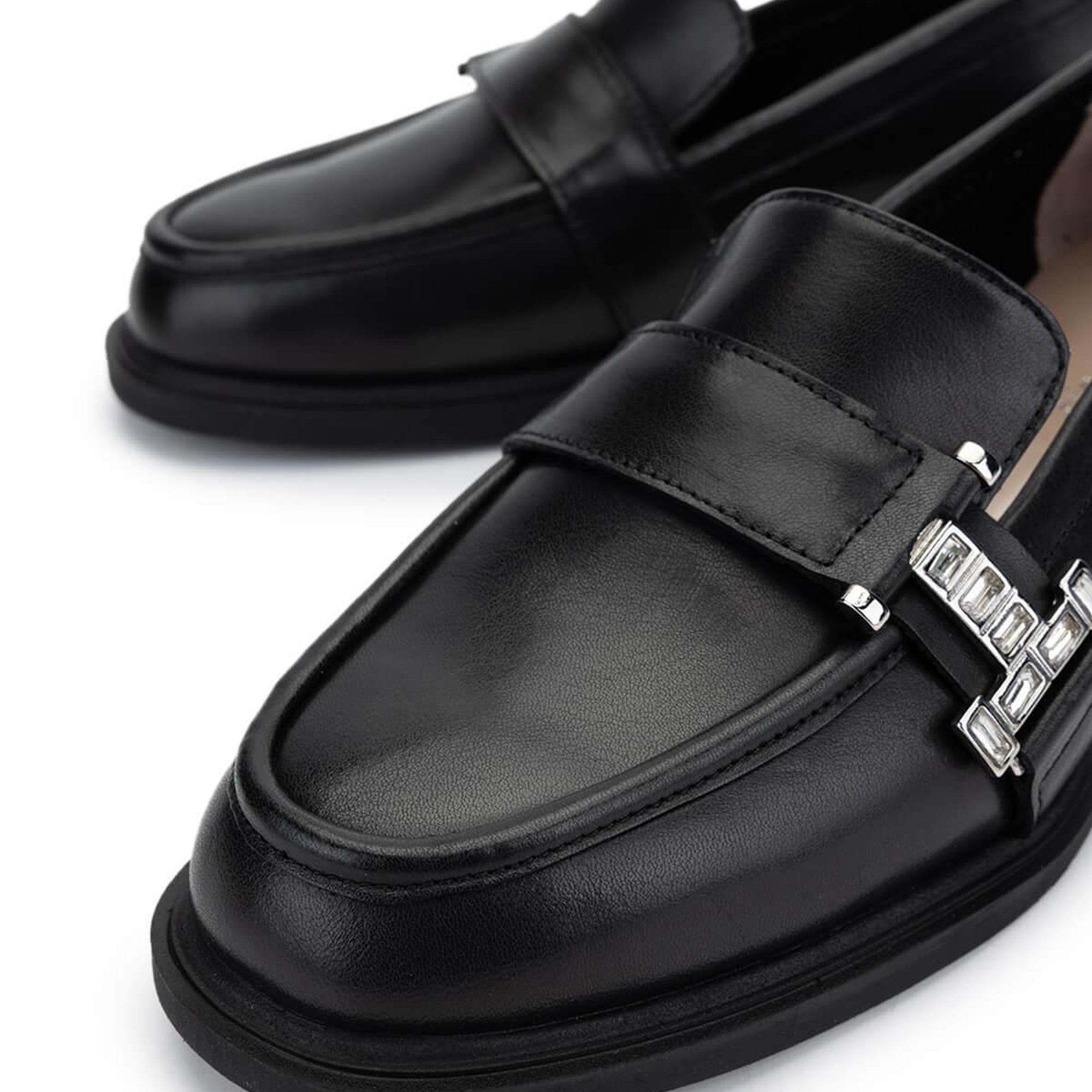 Tamer Tanca Kadın Hakiki Deri Siyah Deri Loafer Ayakkabı