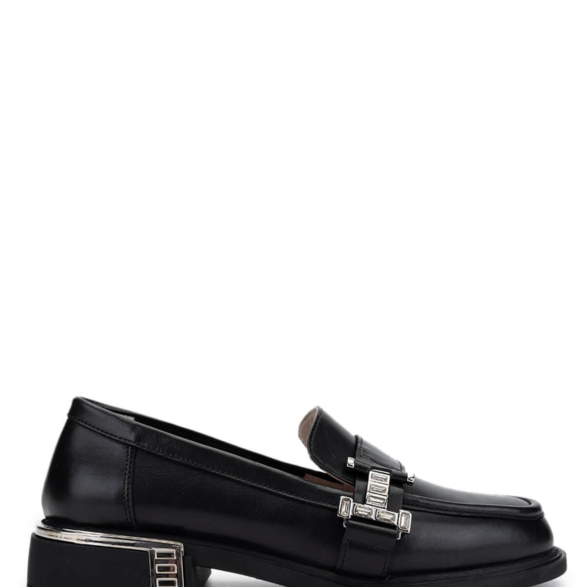 Tamer Tanca Kadın Hakiki Deri Siyah Deri Loafer Ayakkabı