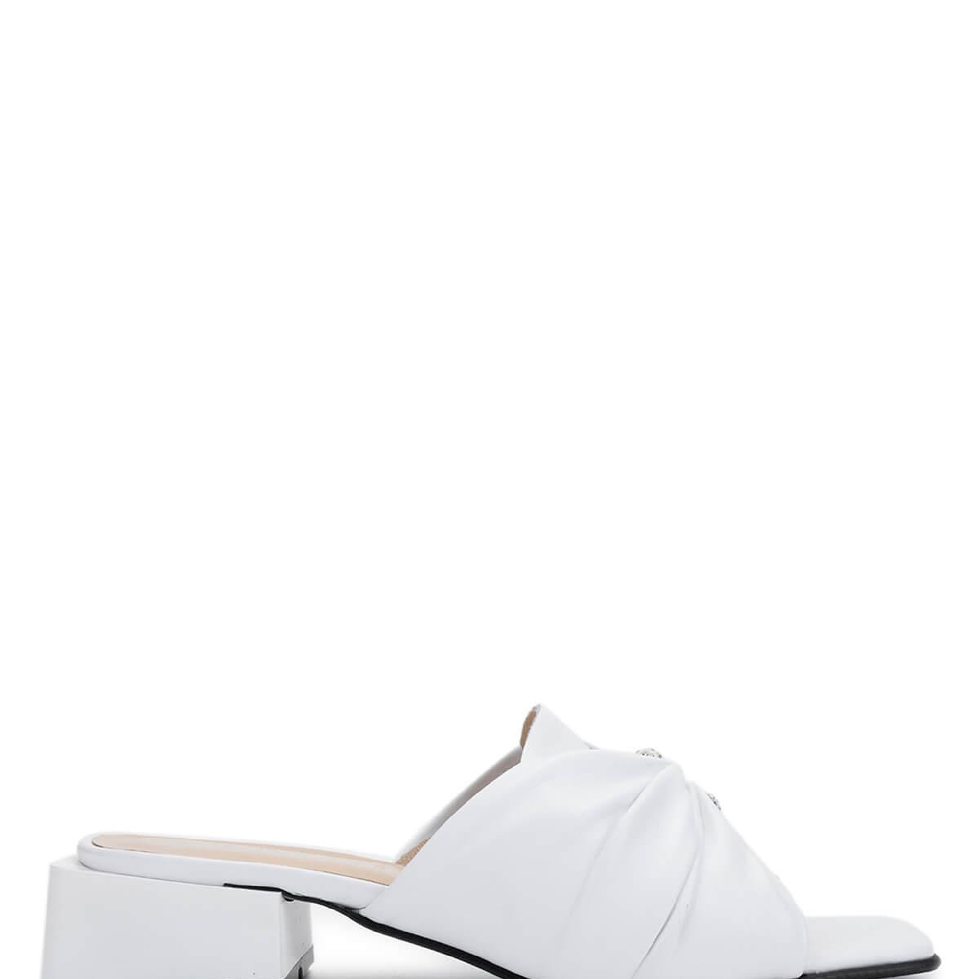 Tamer Tanca Kadın Hakiki Deri Beyaz Topuklu Terlik