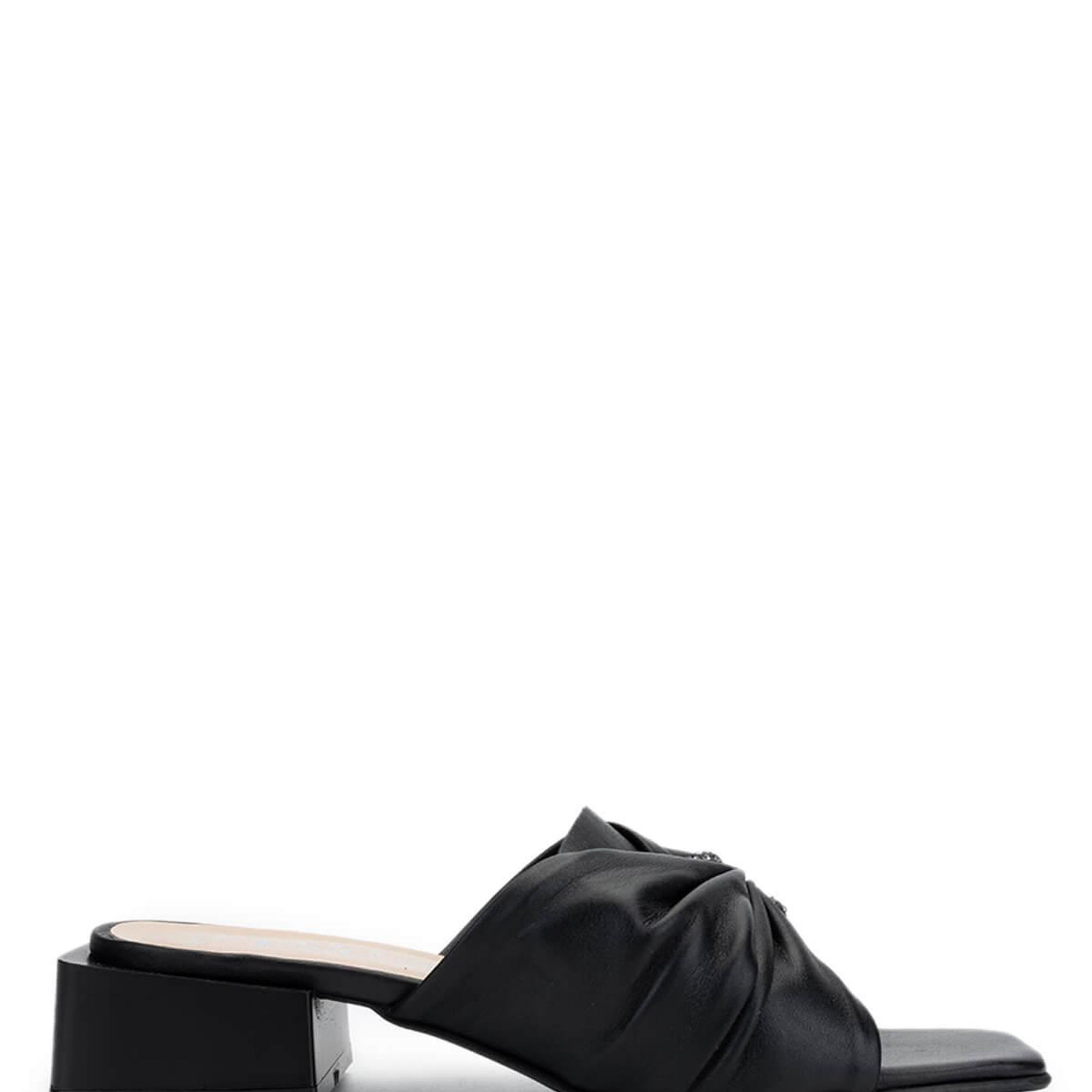 Tamer Tanca Kadın Hakiki Deri Siyah Topuklu Terlik