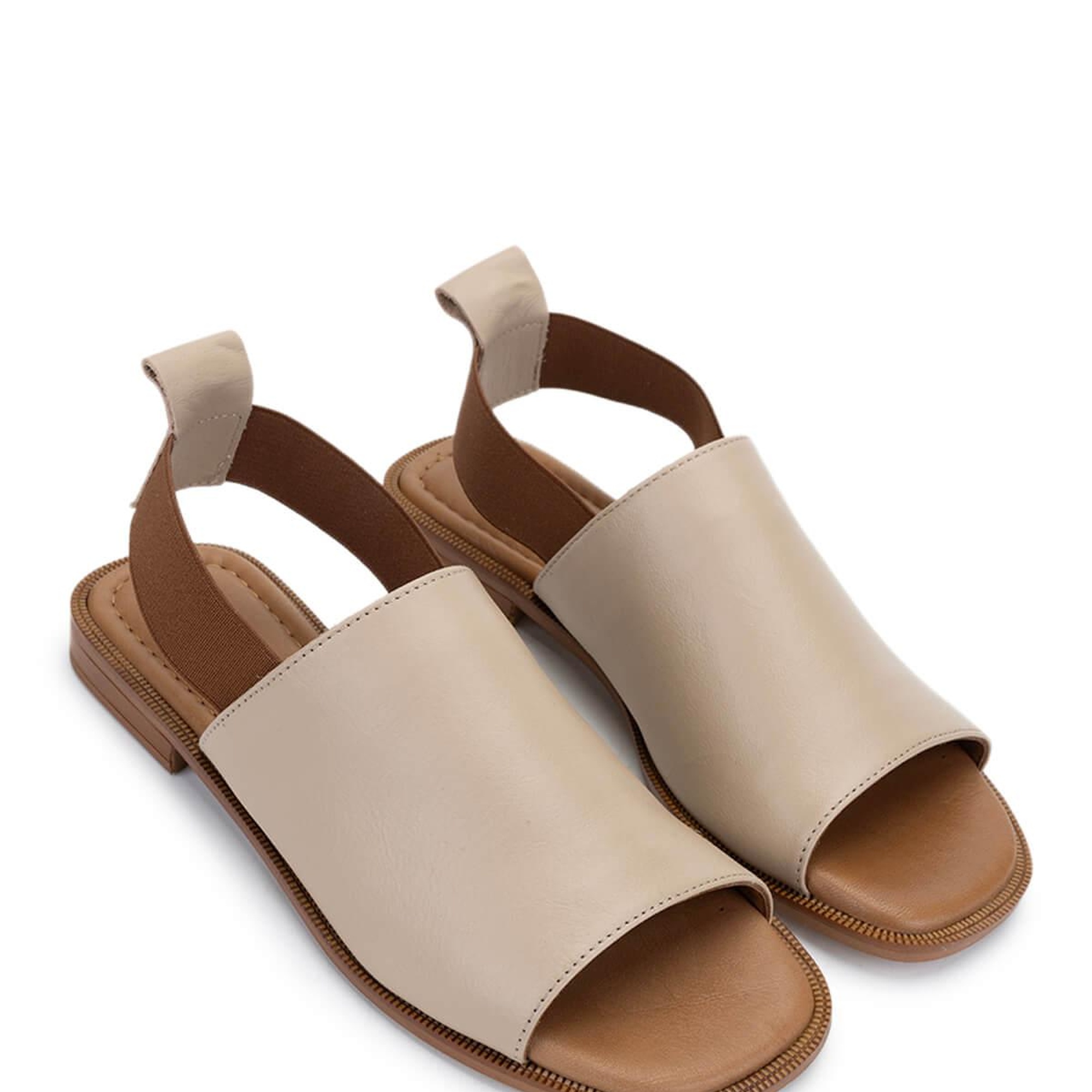 Tamer Tanca Kadın Hakiki Deri Bej Düz Sandalet