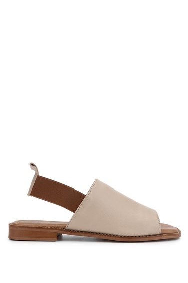  Tamer Tanca Kadın Hakiki Deri Bej Düz Sandalet