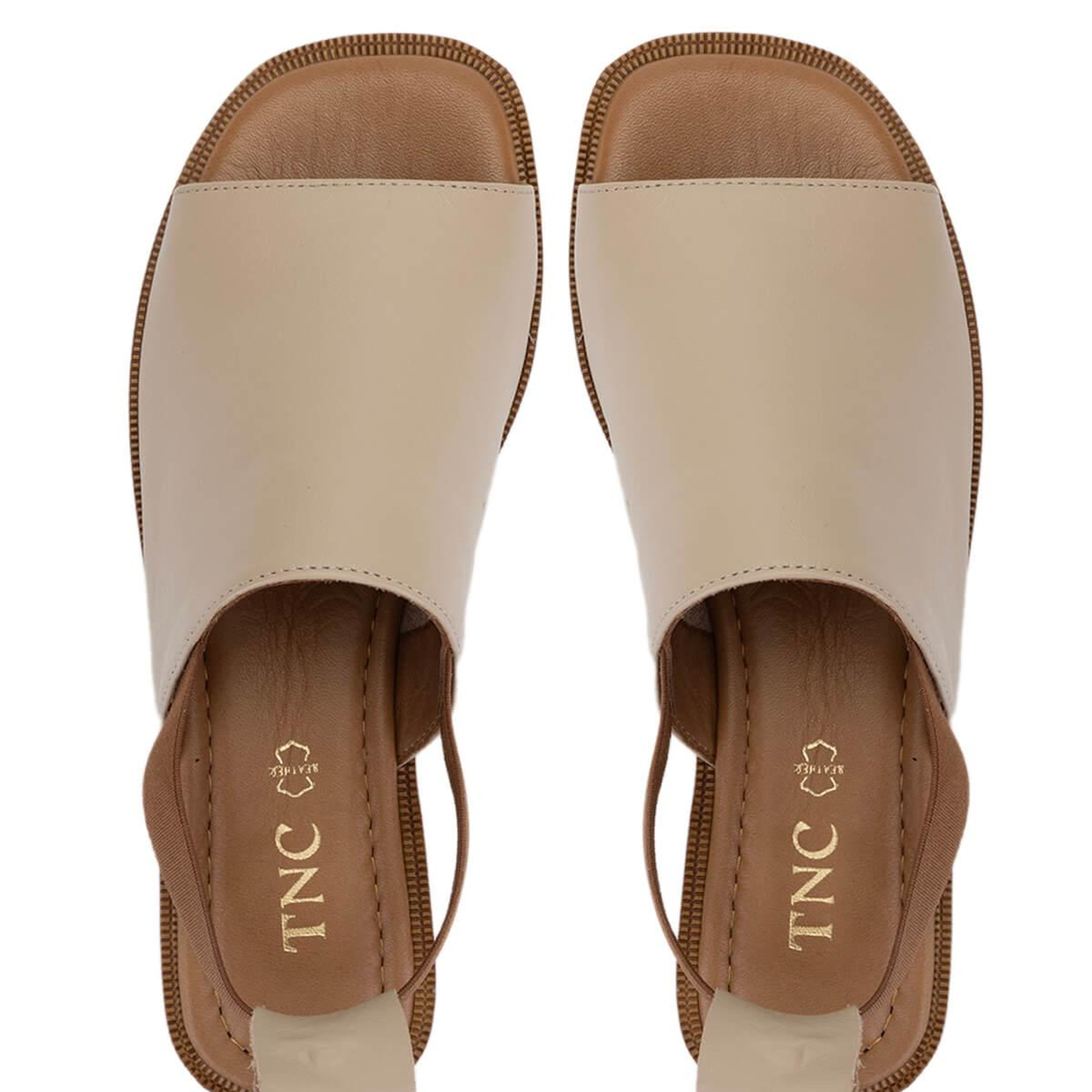 Tamer Tanca Kadın Hakiki Deri Bej Düz Sandalet