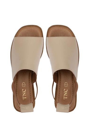  Tamer Tanca Kadın Hakiki Deri Bej Düz Sandalet