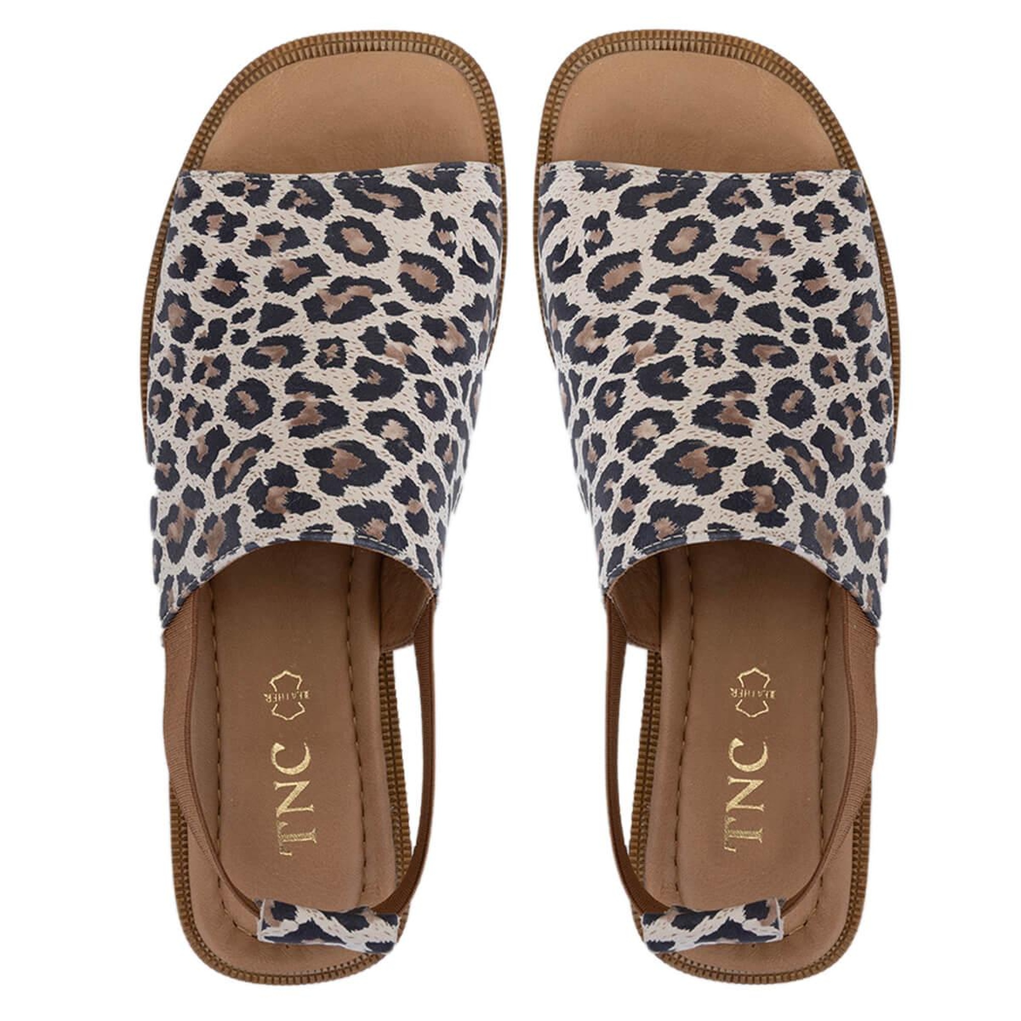 Tamer Tanca Kadın Hakiki Deri Leopar Düz Sandalet