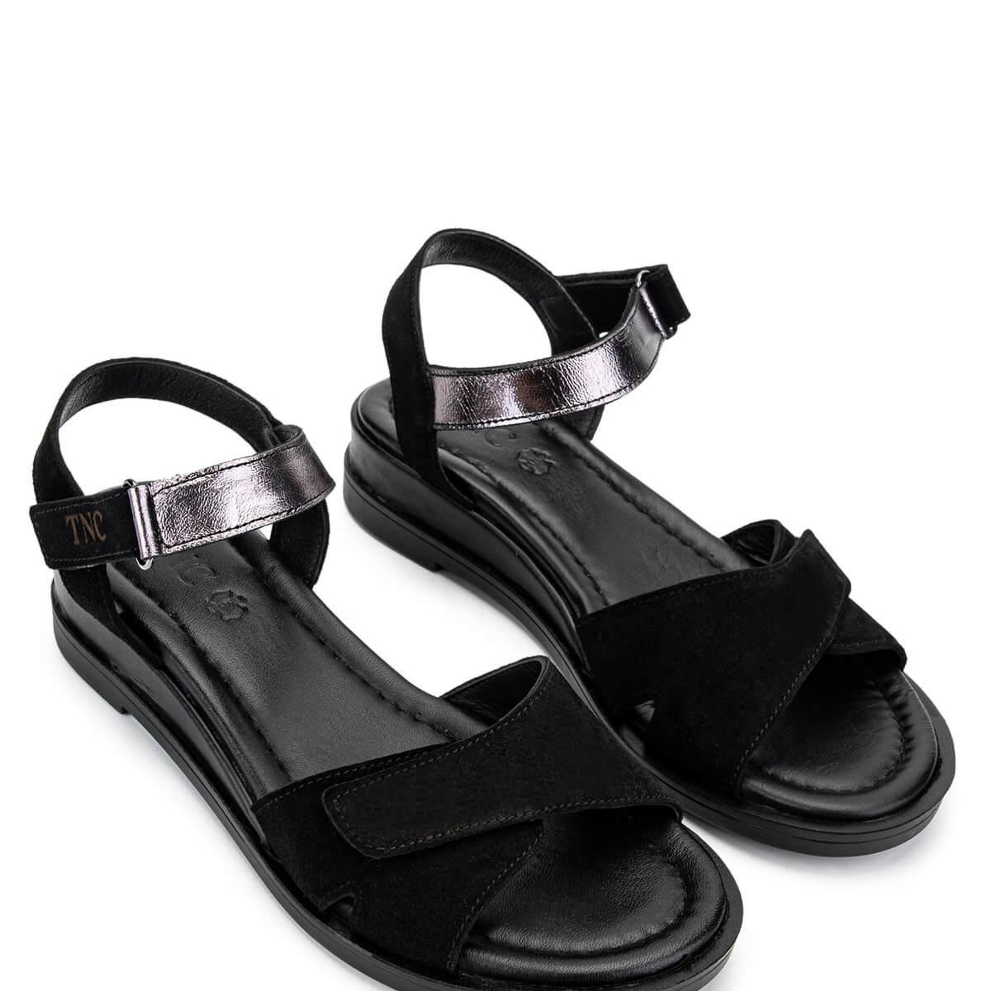 Tamer Tanca Kadın Hakiki Deri Siyah Süet Topuklu Sandalet