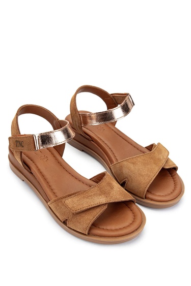  Tamer Tanca Kadın Hakiki Deri Tütün Süet Topuklu Sandalet