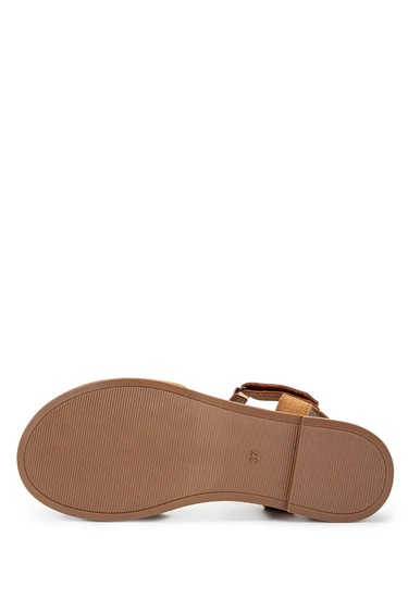  Tamer Tanca Kadın Hakiki Deri Tütün Süet Topuklu Sandalet