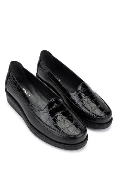  Tamer Tanca Kadın Hakiki Deri Siyah Casual Ayakkabı