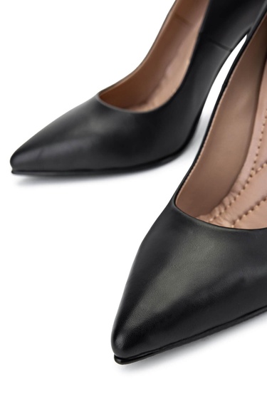  Tamer Tanca Kadın Hakiki Deri Siyah Deri Topuklu Ayakkabı