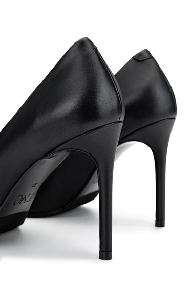  Tamer Tanca Kadın Hakiki Deri Siyah Deri Topuklu Ayakkabı