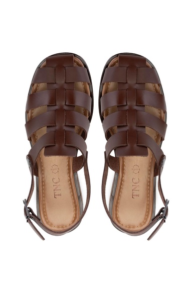  Tamer Tanca Kadın Hakiki Deri Kahverengi Düz Sandalet