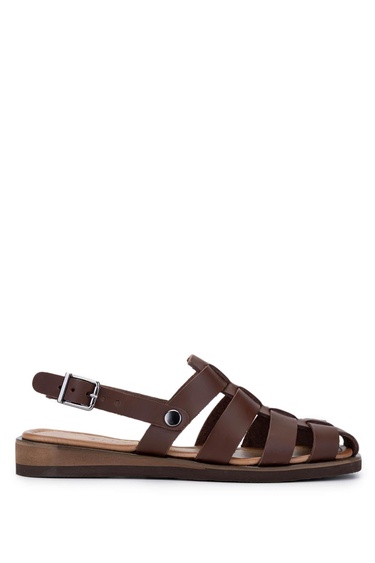  Tamer Tanca Kadın Hakiki Deri Kahverengi Düz Sandalet