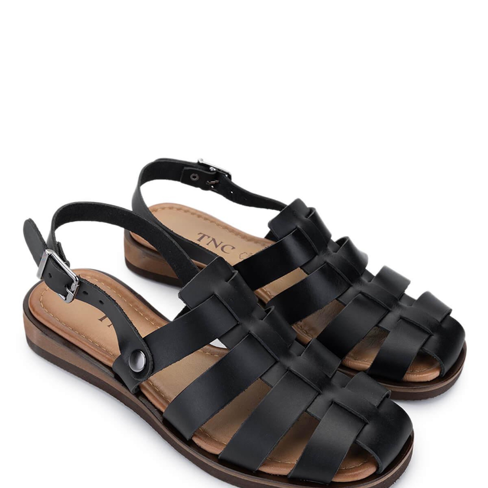 Tamer Tanca Kadın Hakiki Deri Siyah Deri Düz Sandalet