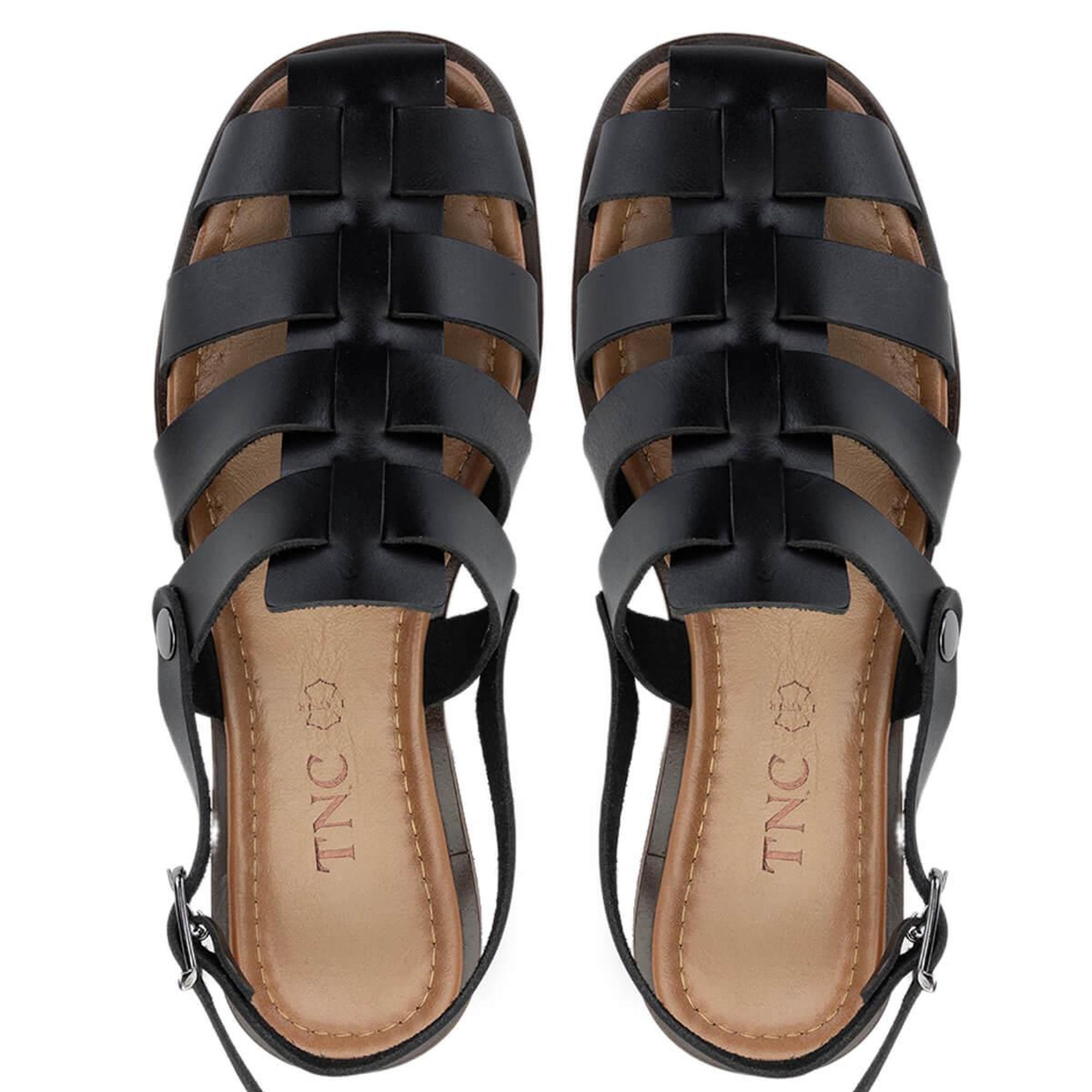 Tamer Tanca Kadın Hakiki Deri Siyah Deri Düz Sandalet