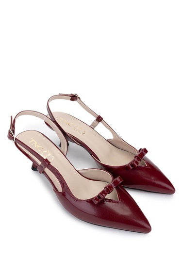  Tamer Tanca Kadın Hakiki Deri Bordo Rugan Topuklu Ayakkabı