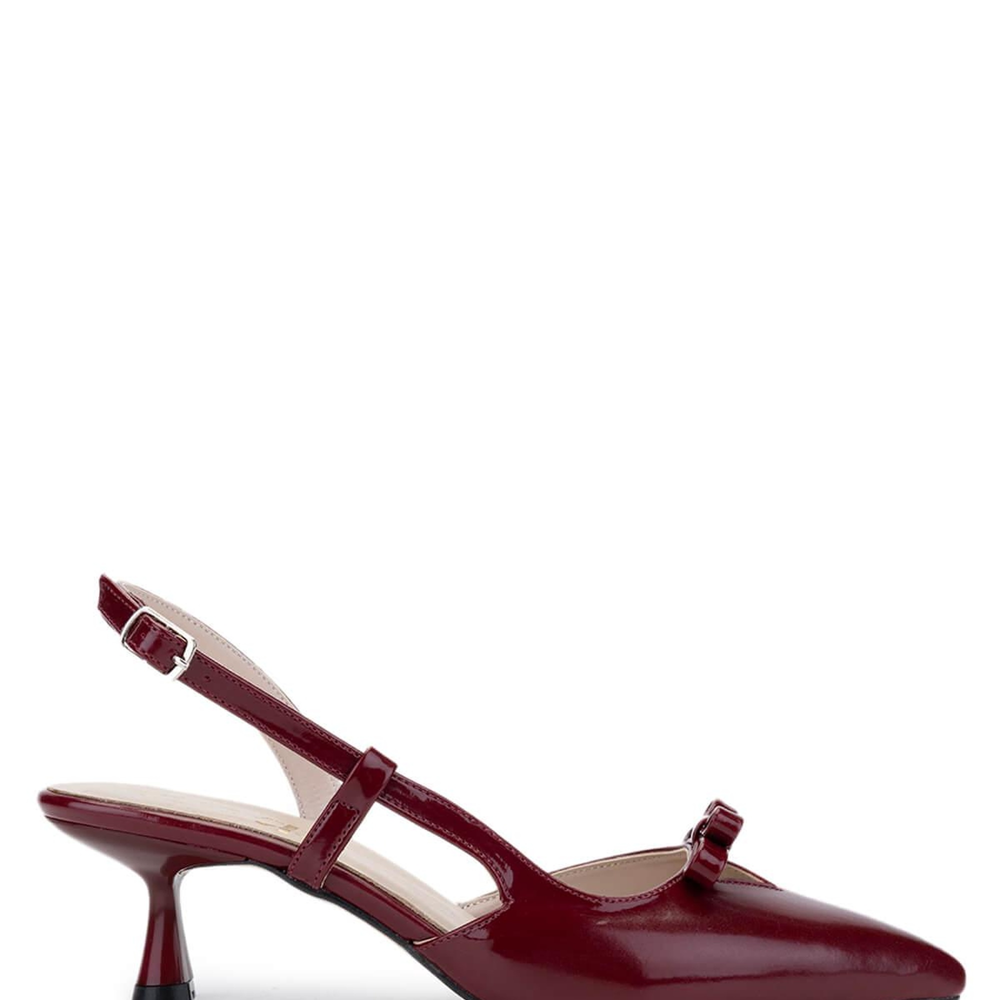 Tamer Tanca Kadın Hakiki Deri Bordo Rugan Topuklu Ayakkabı