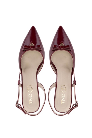  Tamer Tanca Kadın Hakiki Deri Bordo Rugan Topuklu Ayakkabı