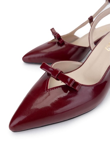  Tamer Tanca Kadın Hakiki Deri Bordo Rugan Topuklu Ayakkabı