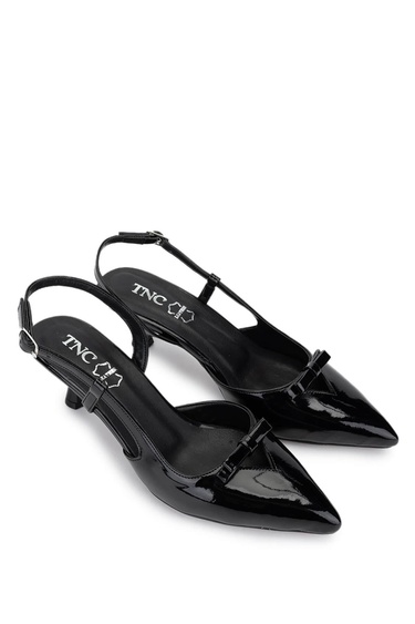  Tamer Tanca Kadın Hakiki Deri Siyah Rugan Topuklu Ayakkabı