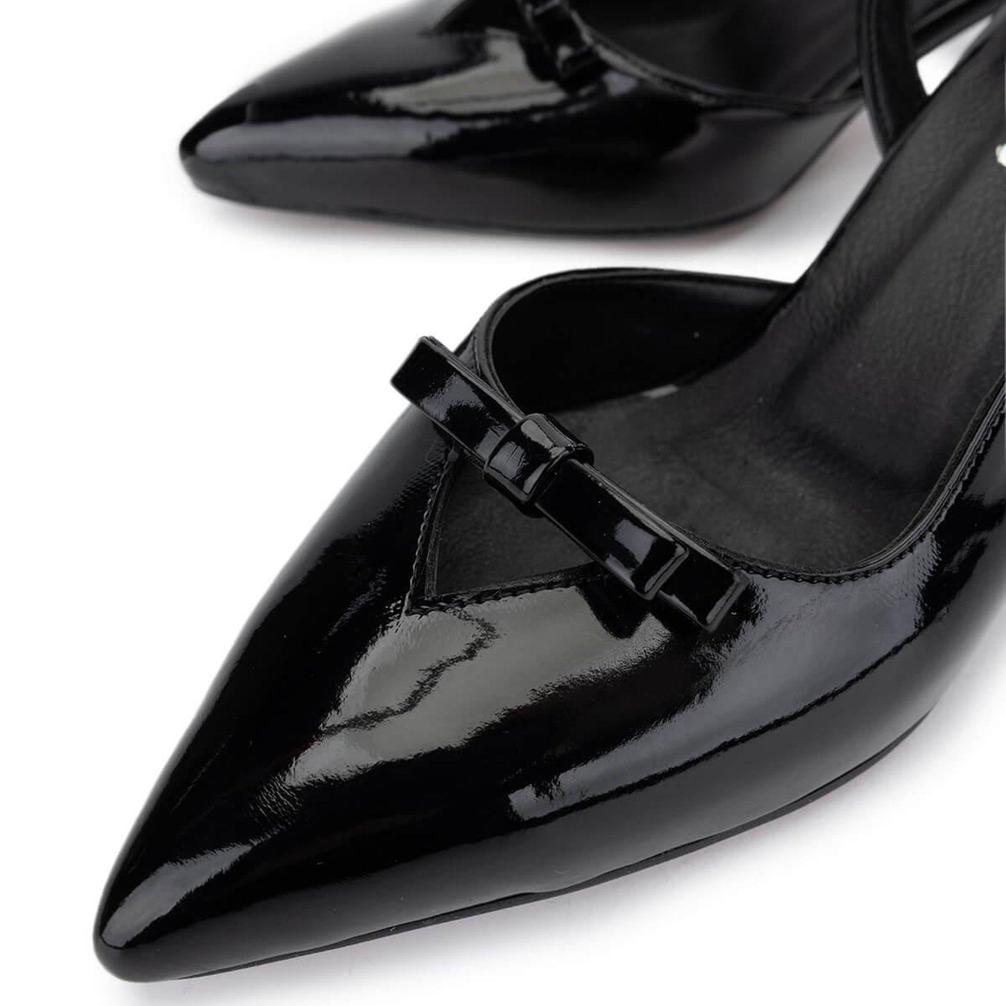 Tamer Tanca Kadın Hakiki Deri Siyah Rugan Topuklu Ayakkabı