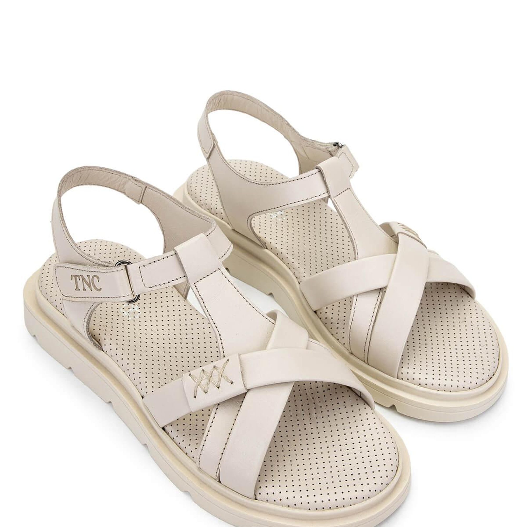 Tamer Tanca Kadın Hakiki Deri Bej Düz Sandalet