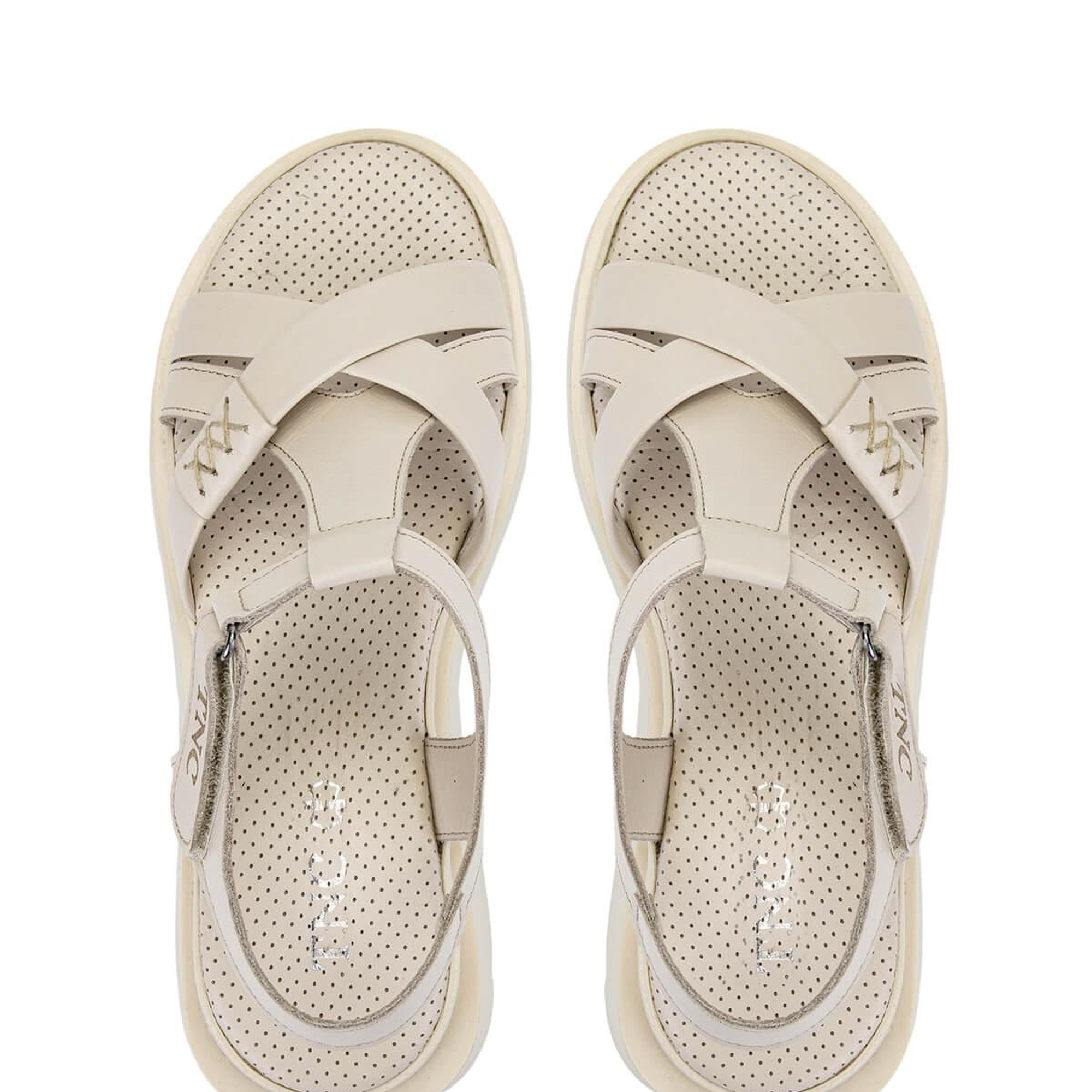 Tamer Tanca Kadın Hakiki Deri Bej Düz Sandalet